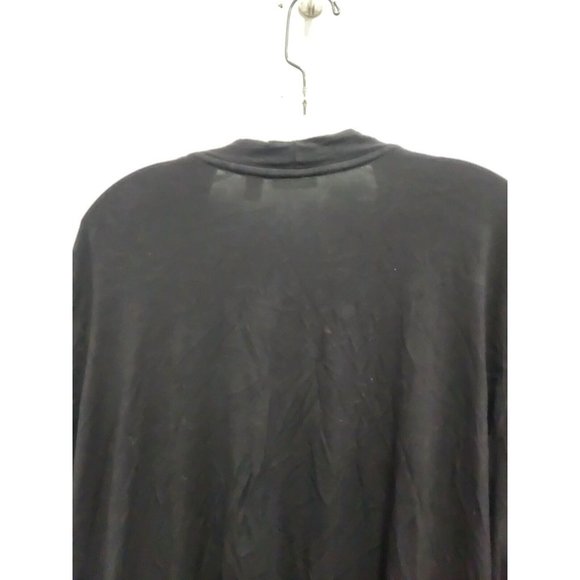 LOGO Lori Goldstein Womens Cardigan Size XL Black Open Front Contrast Hem Jersey - Picture 8 of 9